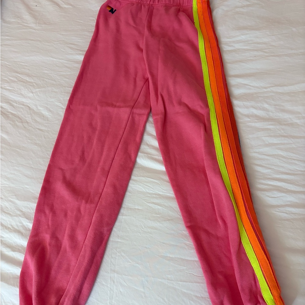 Aviator Nation Kids Size 12 Pink Striped Sweatpants